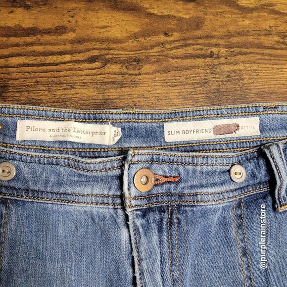 Pilcro Anthropologie Jeans 36 P Slim Boyfriend High Rise Medium Light Wash - Picture 3 of 12